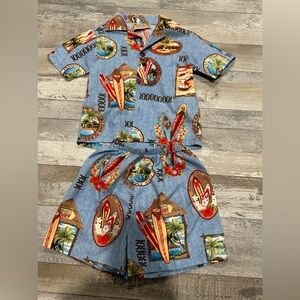 Made in Hawaii Fashion E & K Boys SurfBoard Shorts Set Size 2.